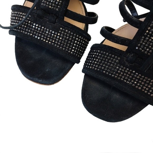 Vince Camuto Embellished Black Suede Caged Strappy Heels 7.5 - Picture 8 of 15